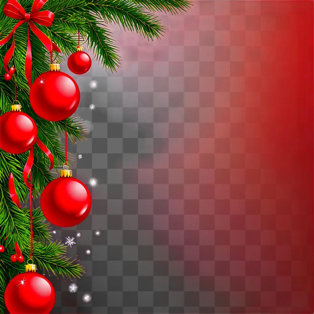 Christmas tree with red balls and red ribbon