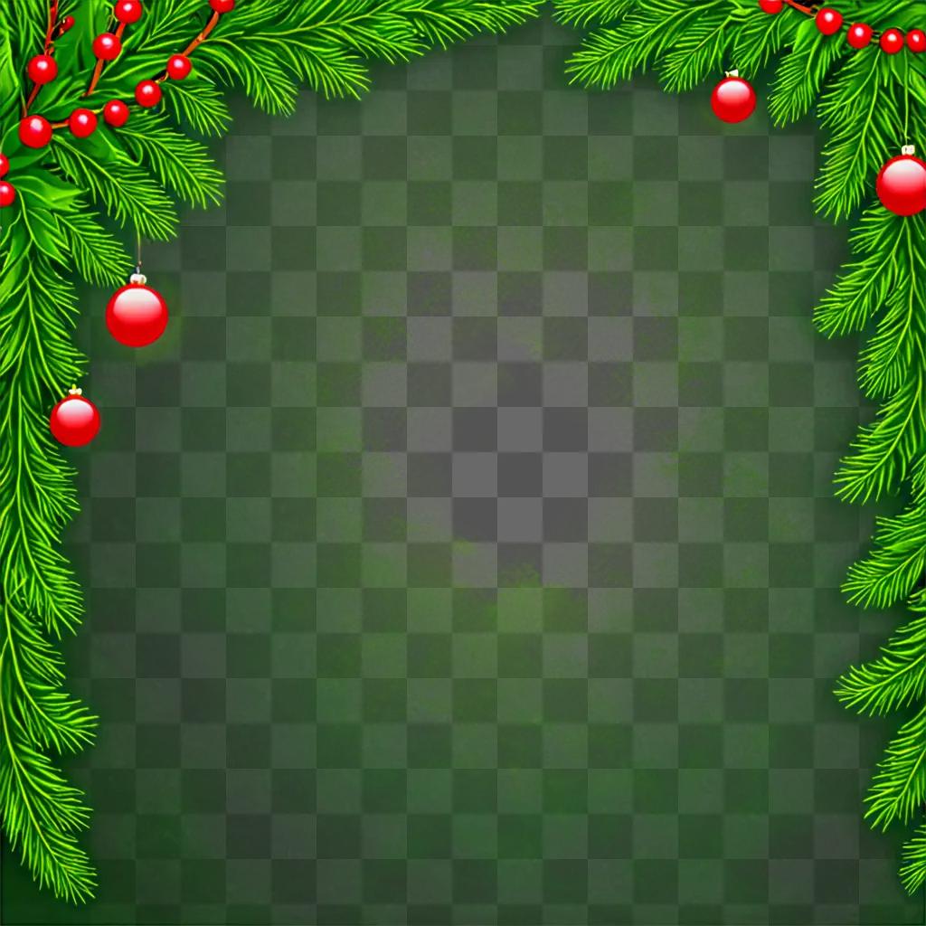 Christmas tree with red ornaments in green Christmas background