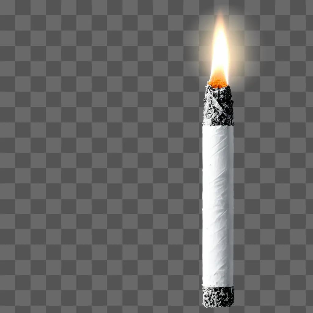 Cigarette lit in transparent wrapper