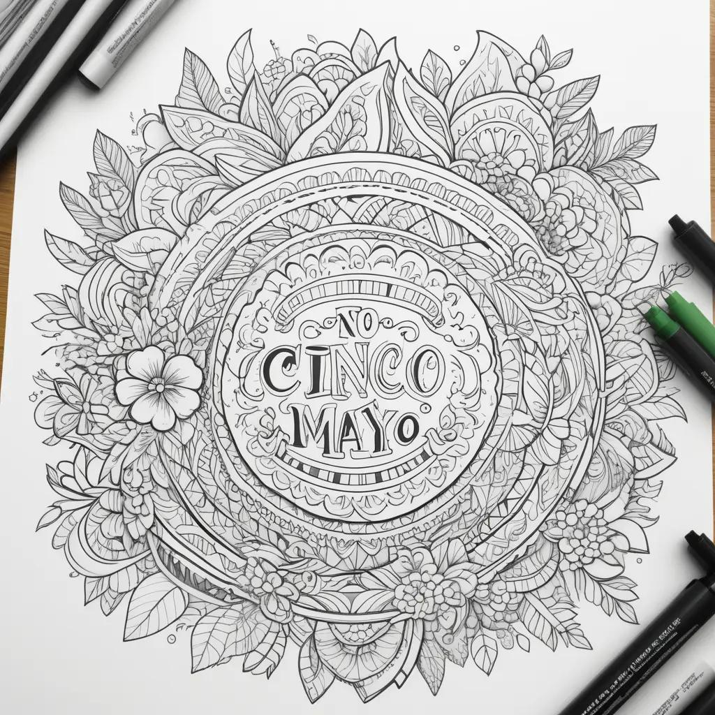 Cinco de Mayo Coloring Page with Floral Border