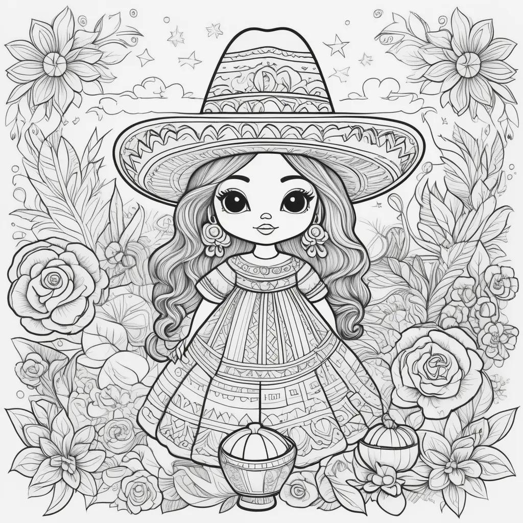 Cinco de Mayo Coloring Page with Mexican Girl