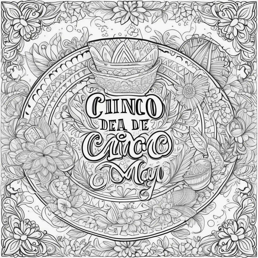 Cinco de Mayo Coloring Pages with Flowers and Words