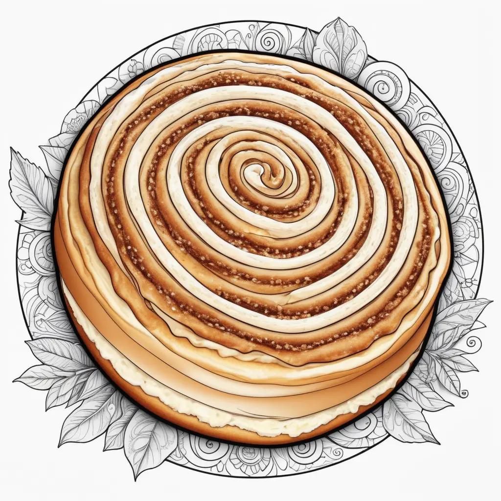 Cinnamon roll coloring pages with swirly design