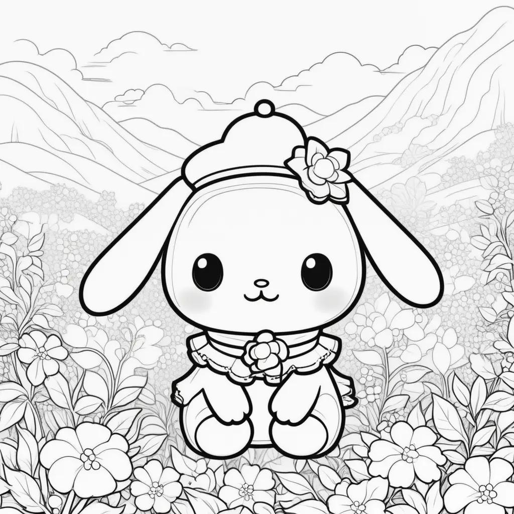 Cinnamoroll coloring pages featuring a cute rabbit