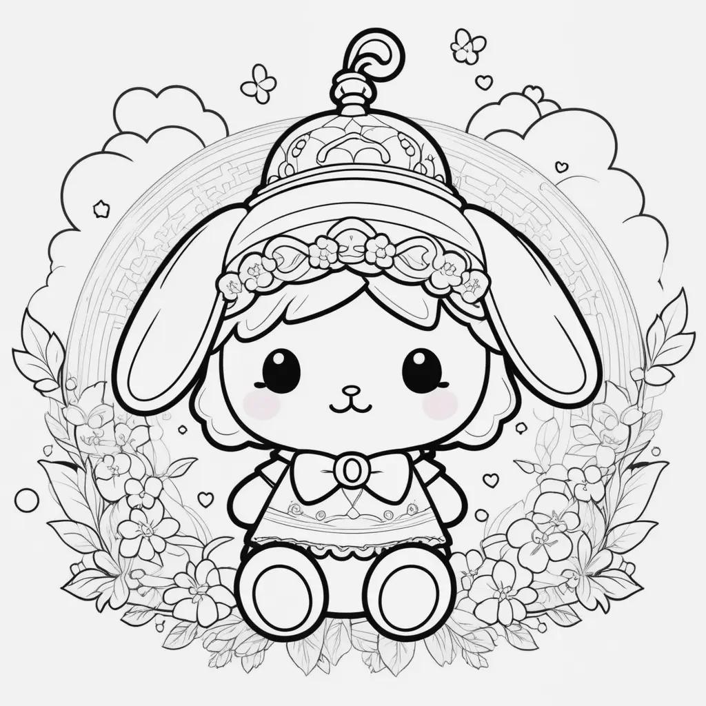 Cinnamoroll coloring pages featuring cute cartoon characters