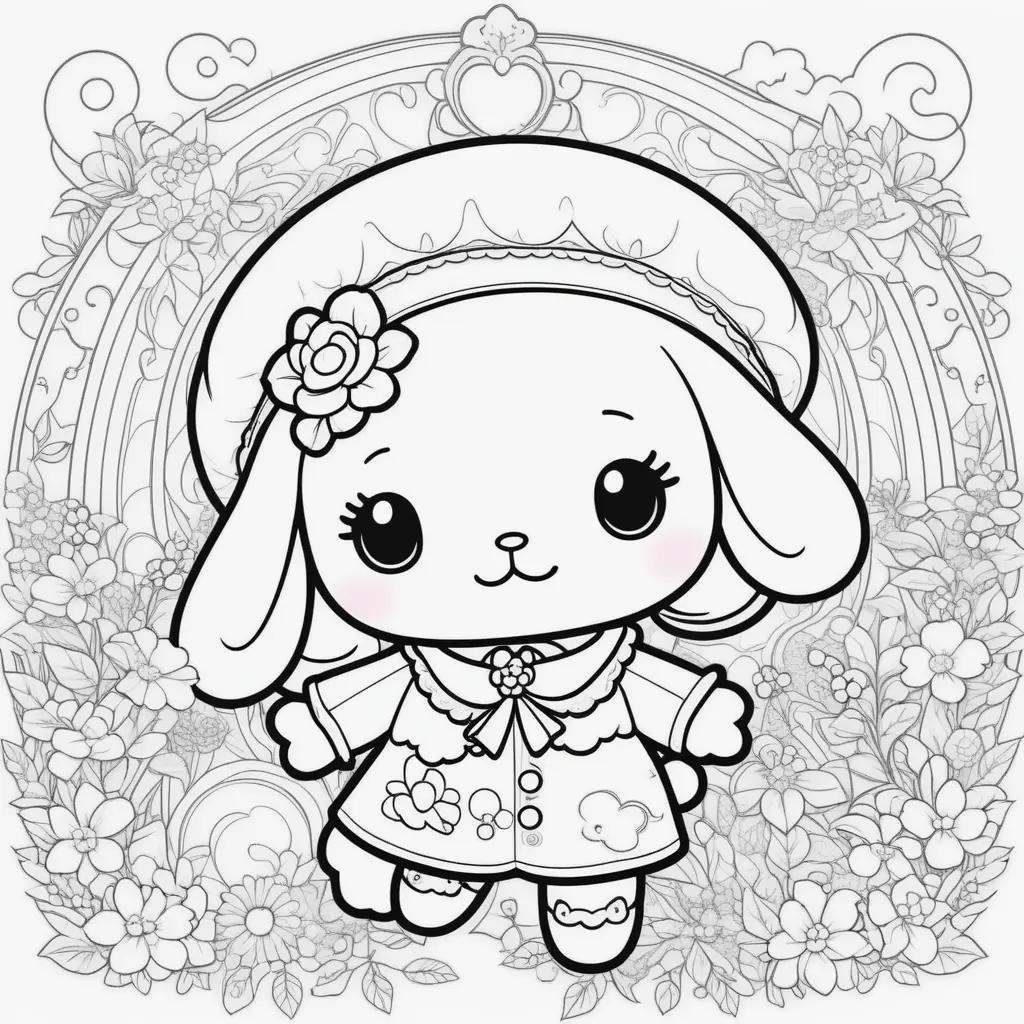 Cinnamoroll coloring pages with a girl and a dog