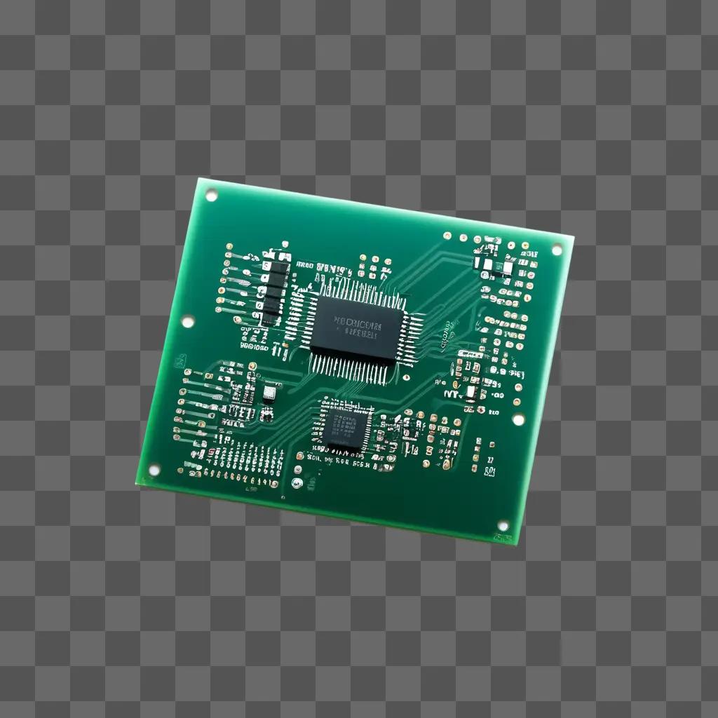 Circuit board on green background with glow