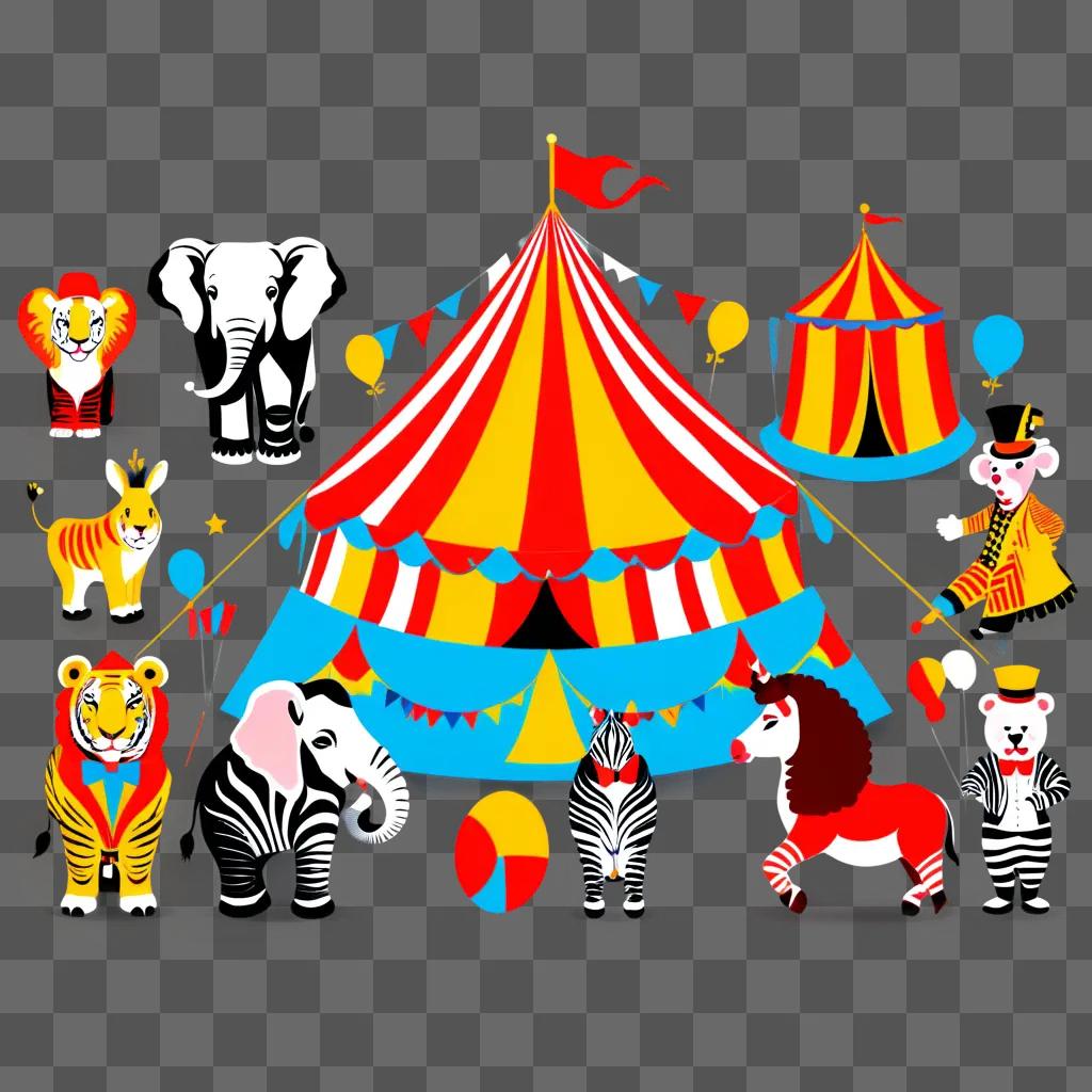 Circus Animals Clipart: Zebras, Tigers, and a Horse