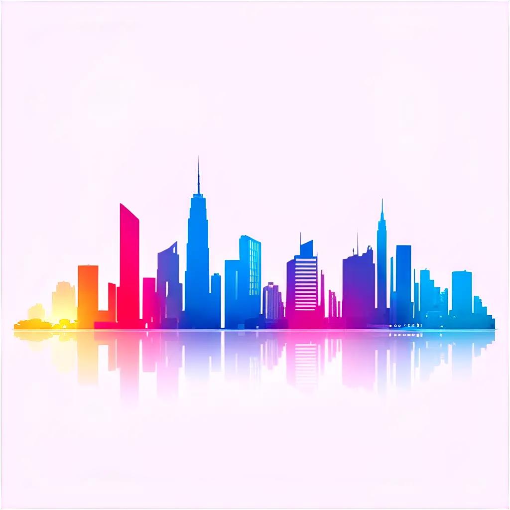 City skyline with free transparents on a white background