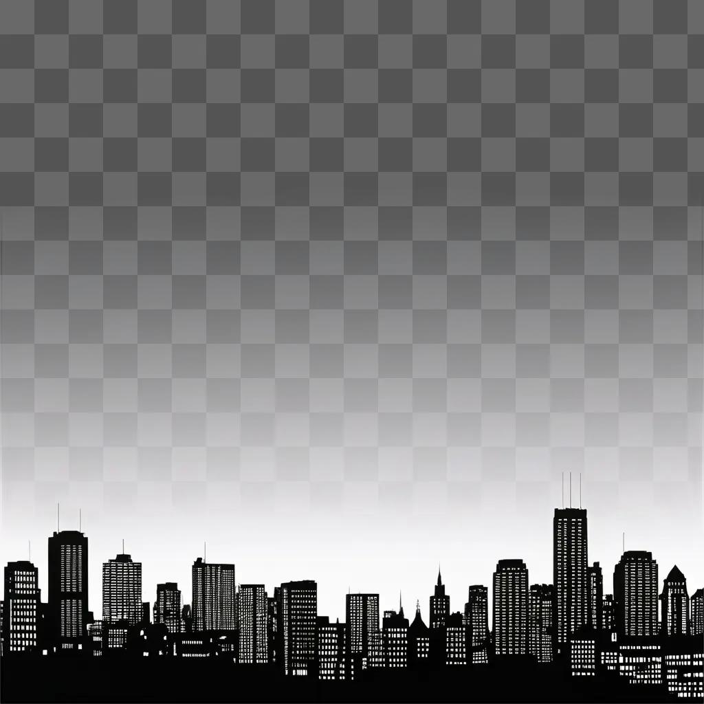 Cityscape in black and white with skyscrapers