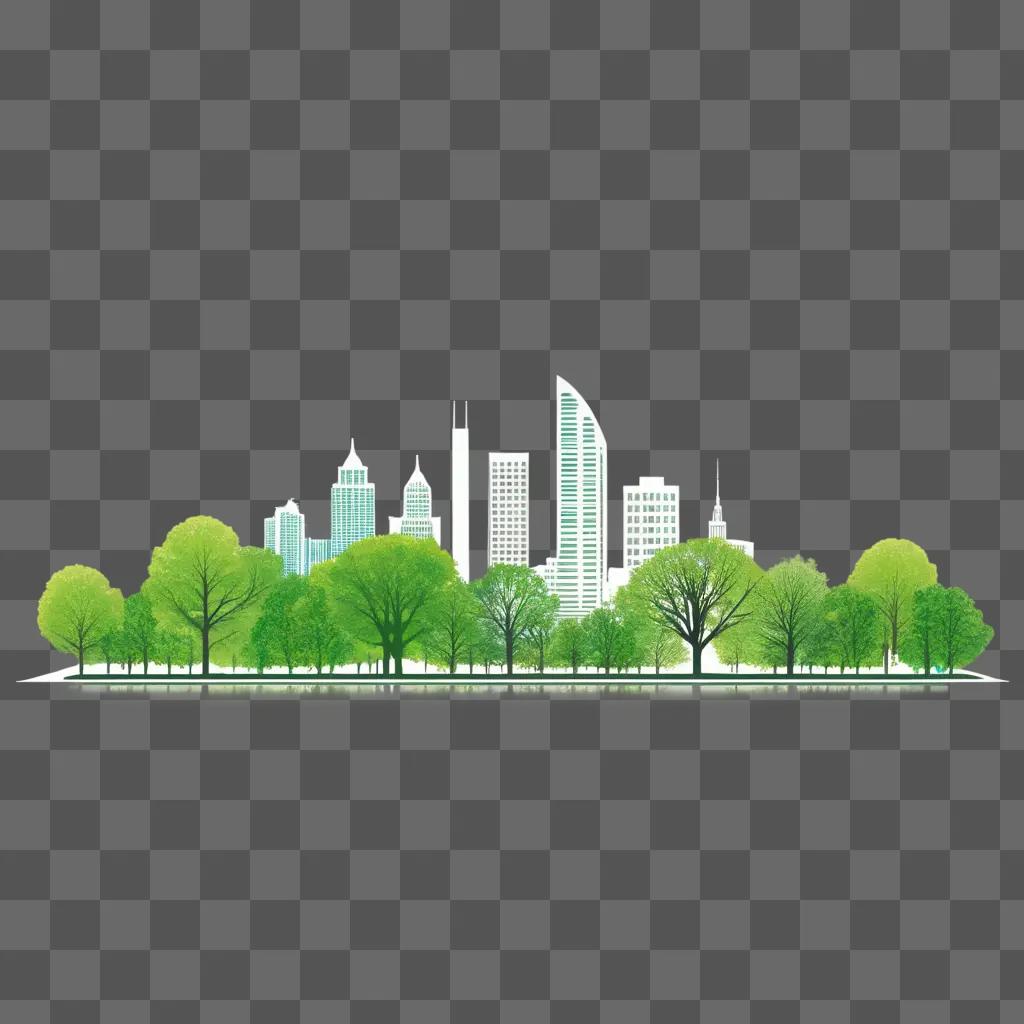 Cityscape with many trees and buildings