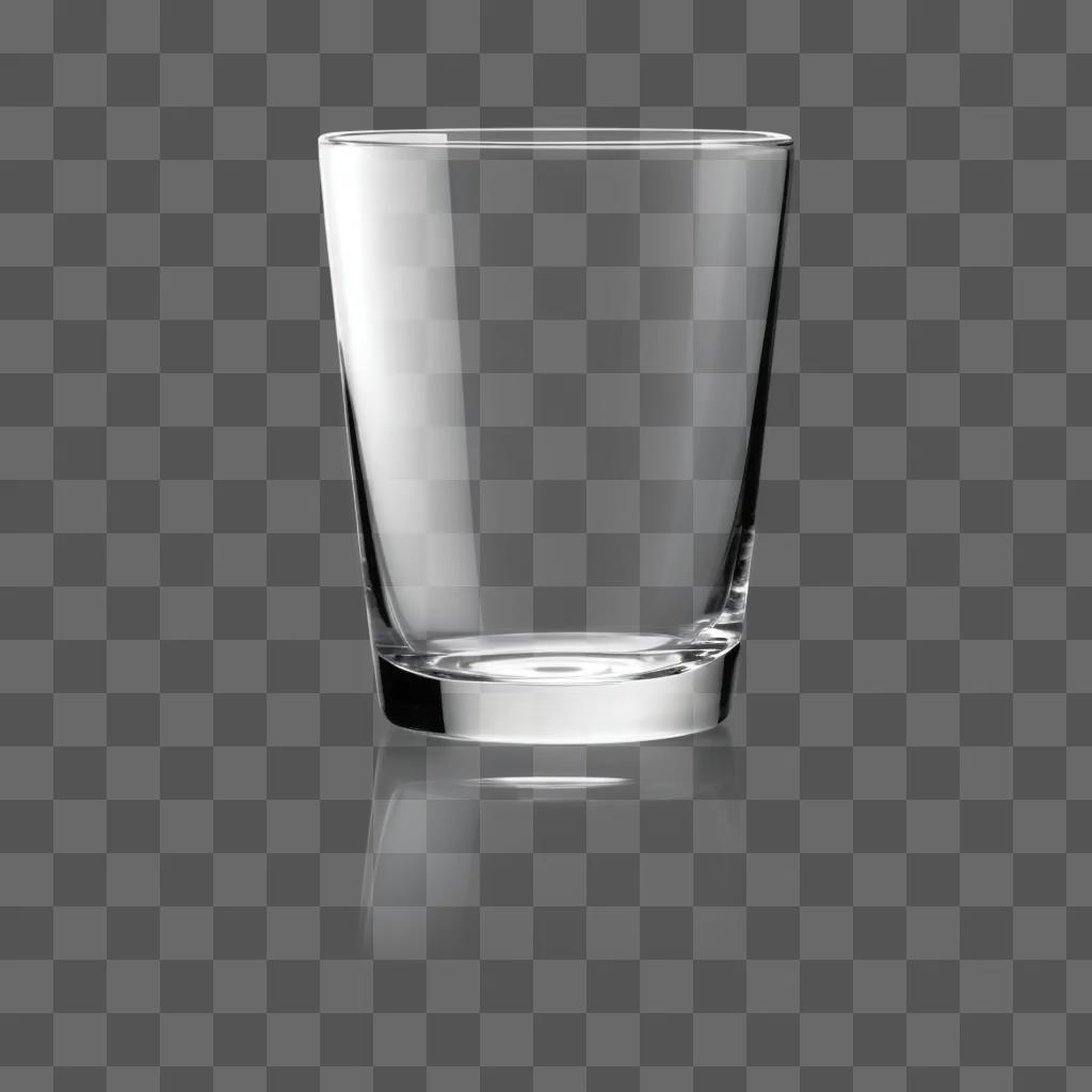 灰色の背景に透明なガラスのカップ
