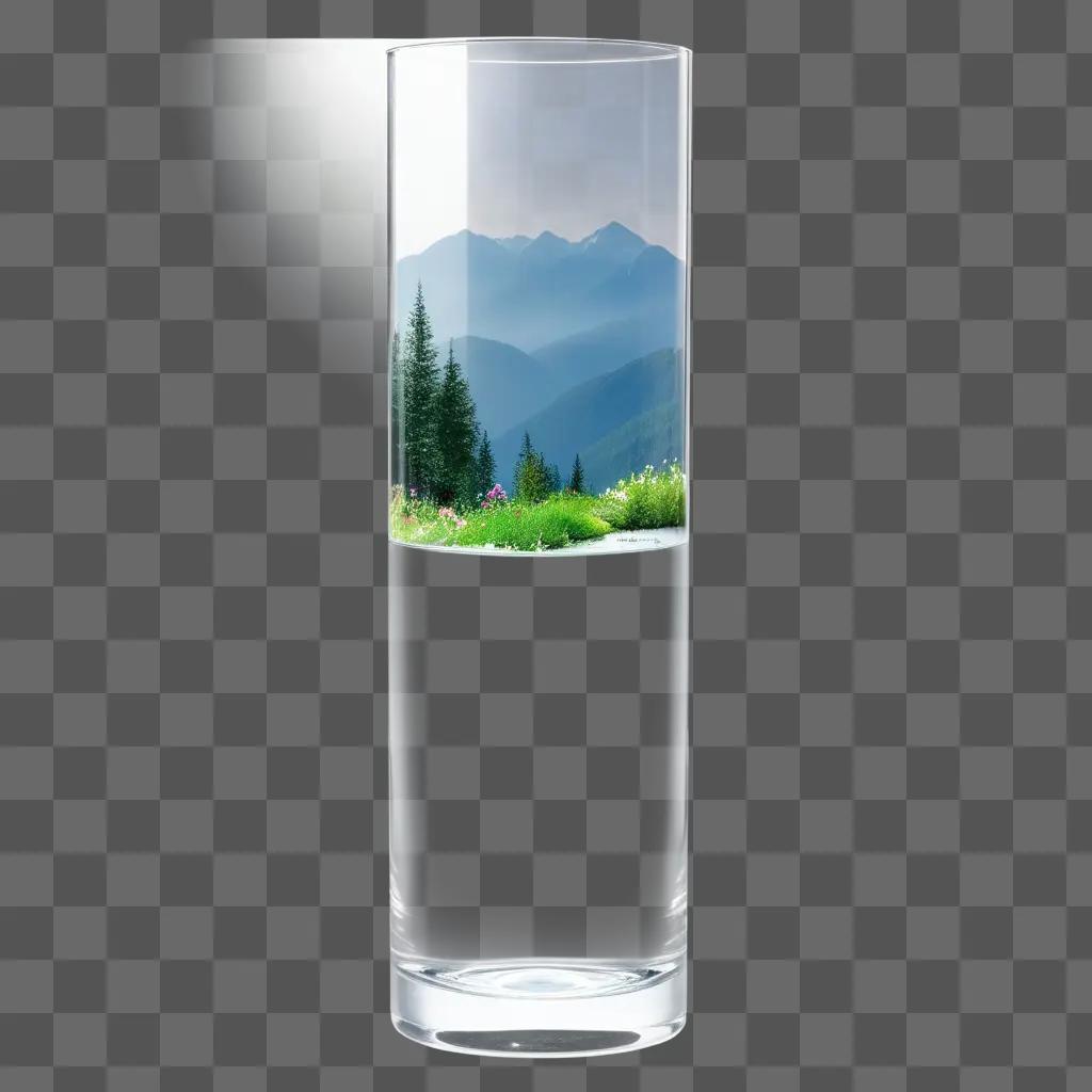 Clear glass with mountains inside