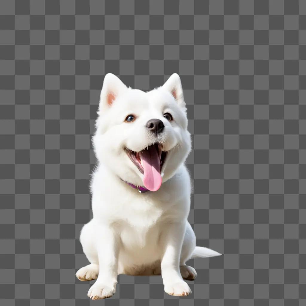 ピンクの首輪と白い舌を持つクリップアート犬