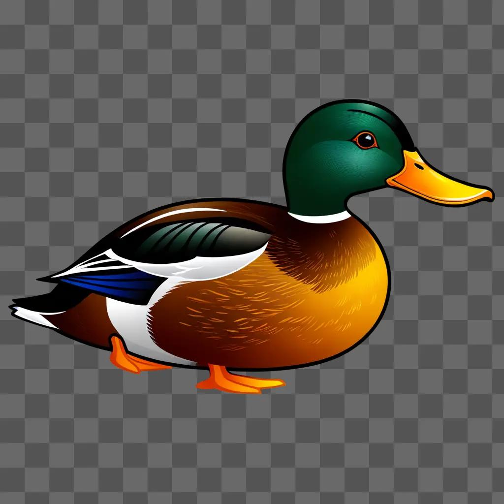 Clipart duck with vibrant colors and yellow beak