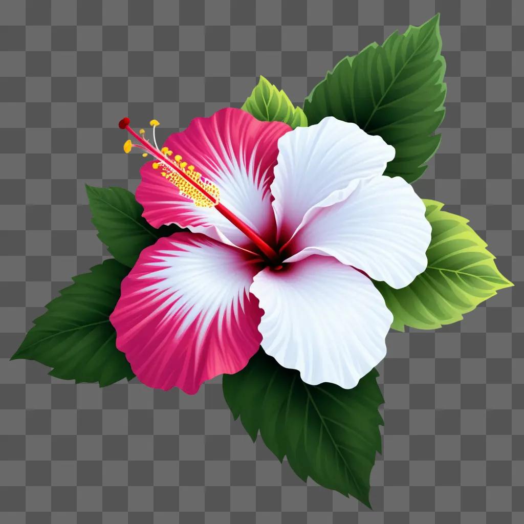 Clipart of a pink and white hibiscus flower