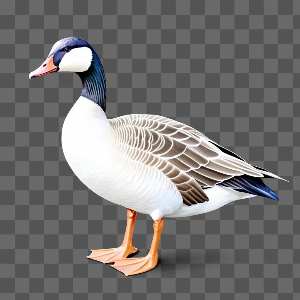 Clipart of a white goose standing on a grey background