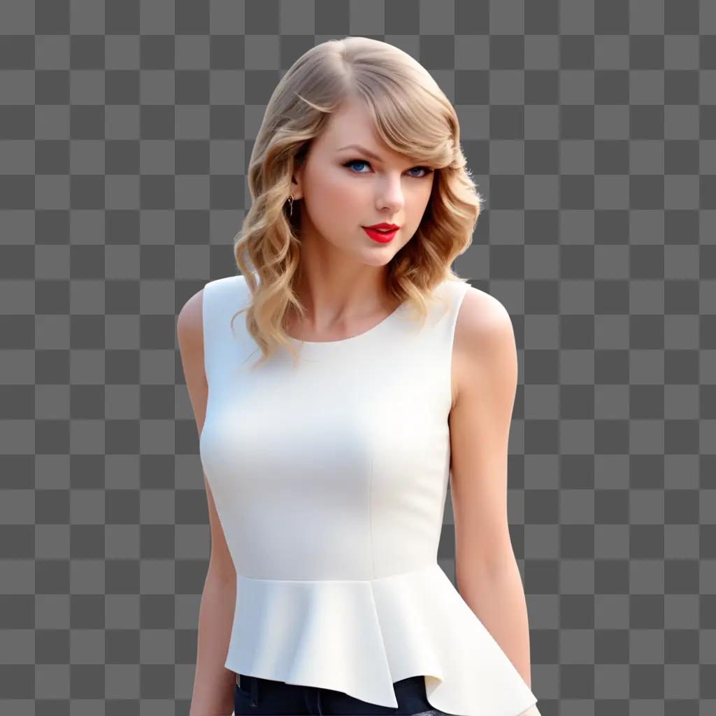 Clipart of a young woman wearing a white tank top and jeans