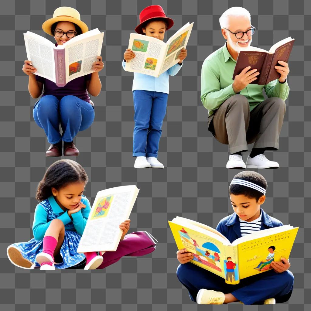 Clipart of children reading books