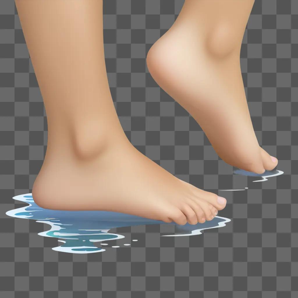 Clipart of feet with water in background