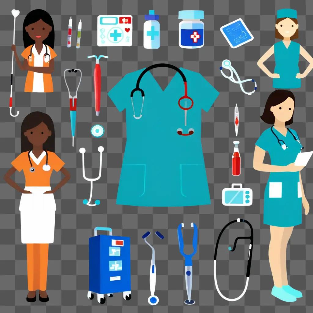 Clipart of healthcare professionals in bright colors