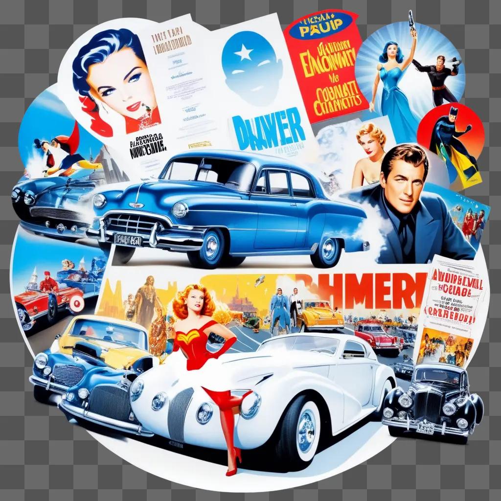 Clipart of movies featuring women and cars