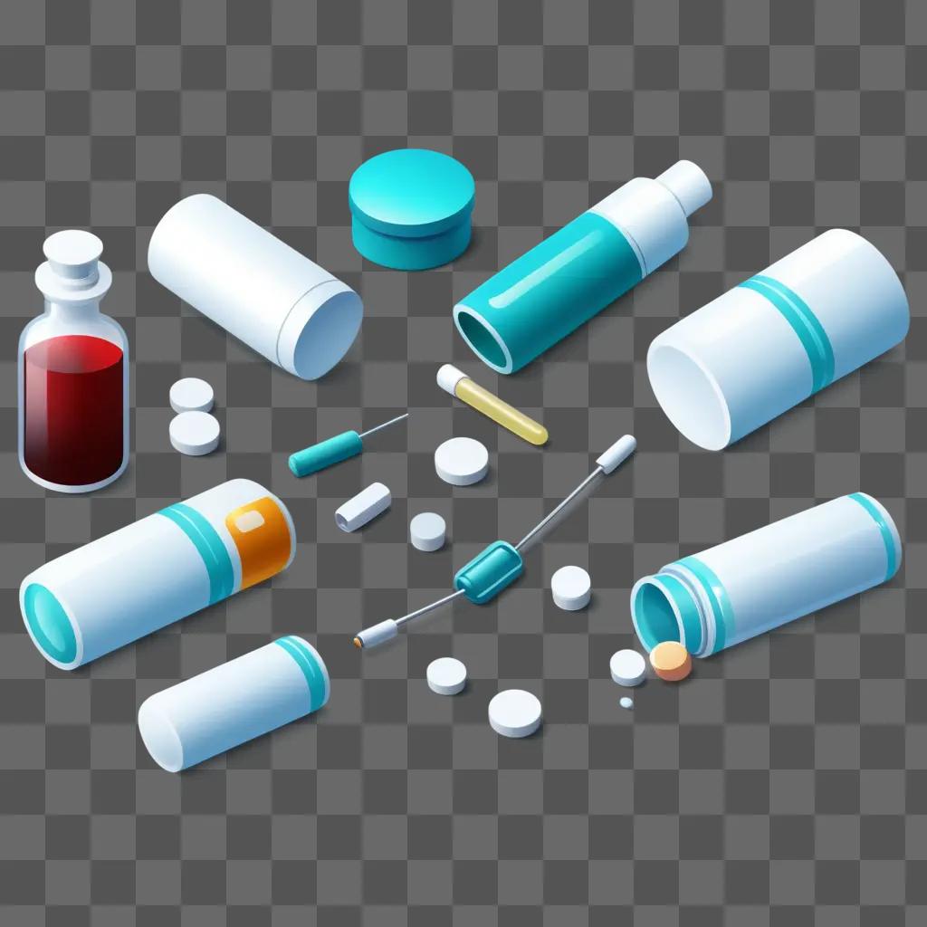 Clipart of pharmacy items and bottles