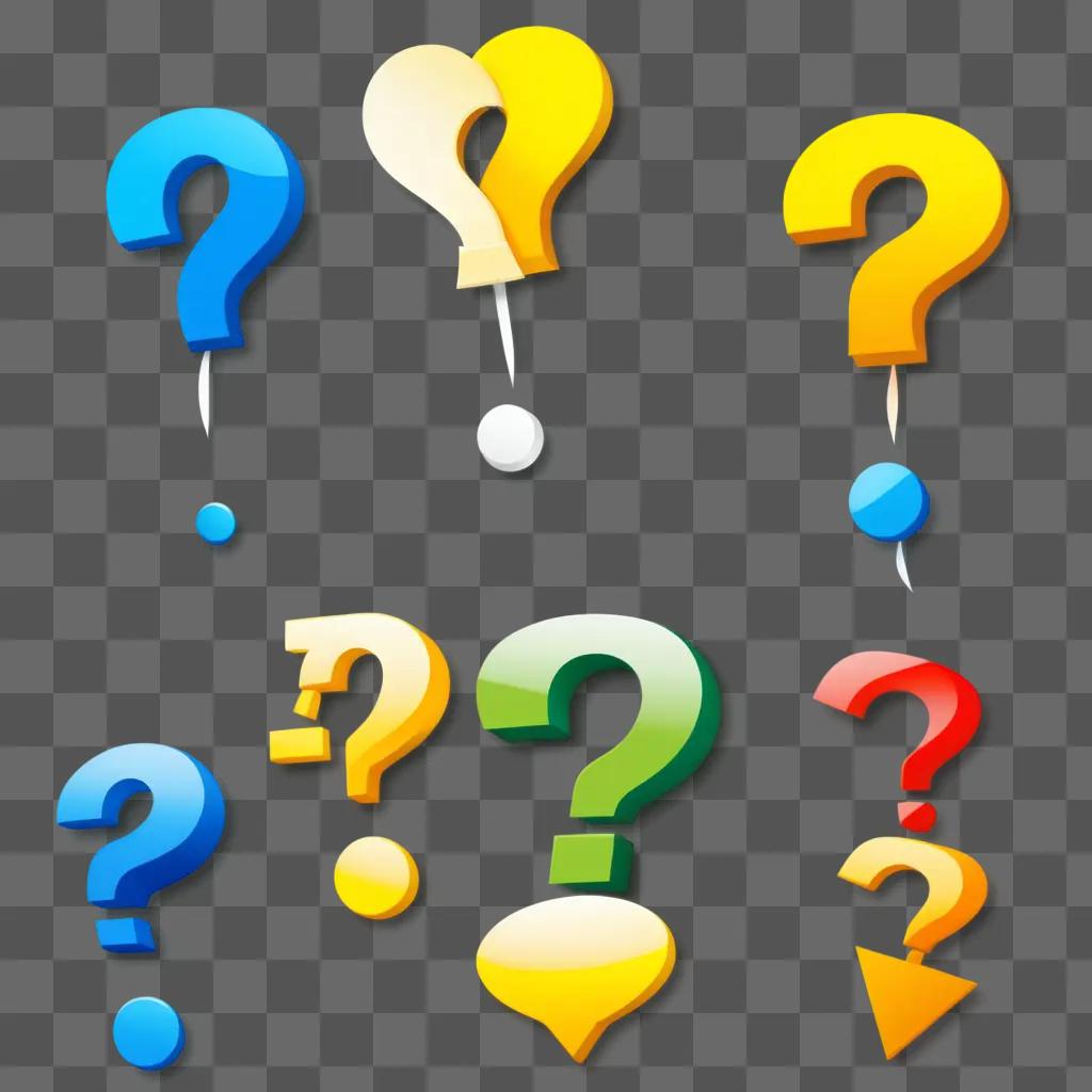 Clipart of questions in various colors