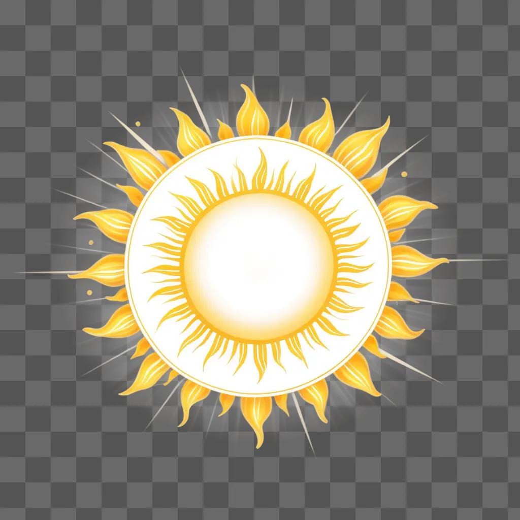 Clipart sun, white and yellow with rays