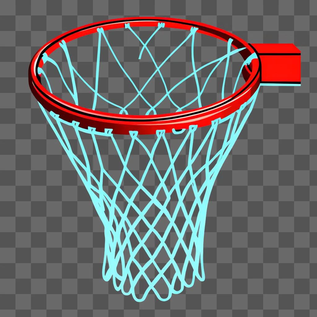 Clipped basketball hoop in neon blue glow