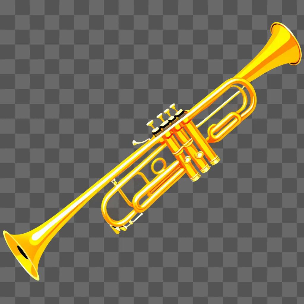 Clipped image of a trumpet on a yellow background