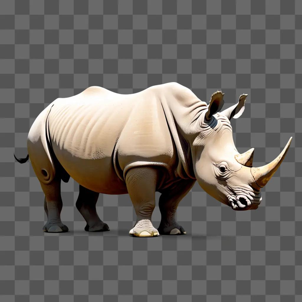 Clipped rhino with white and black features