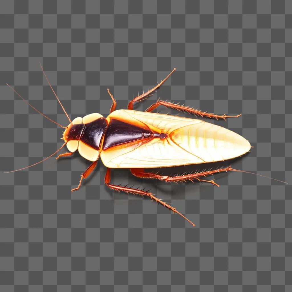 Cockroach on a beige background with orange legs