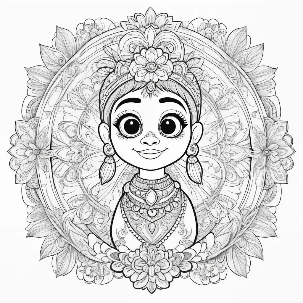 Coco coloring pages featuring a girl in a floral crown