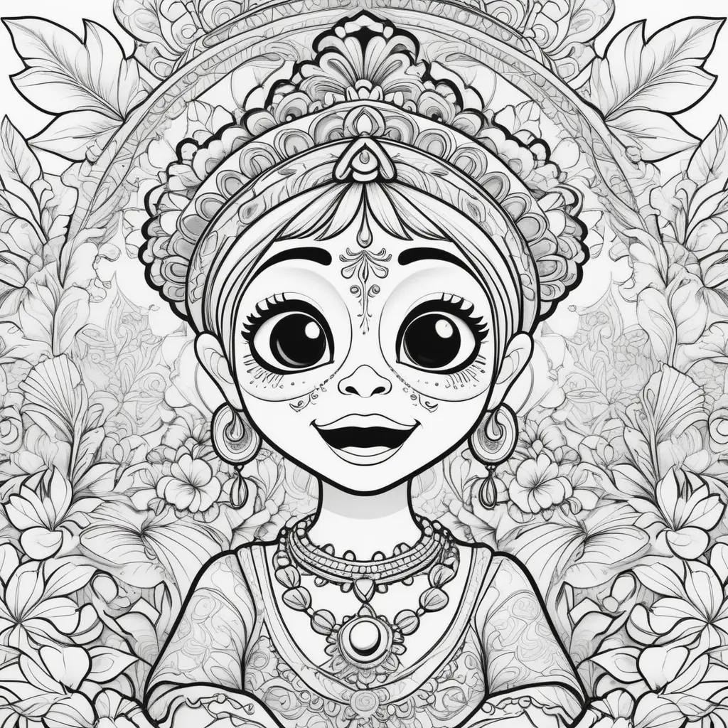 Coco coloring pages of a girl wearing a necklace