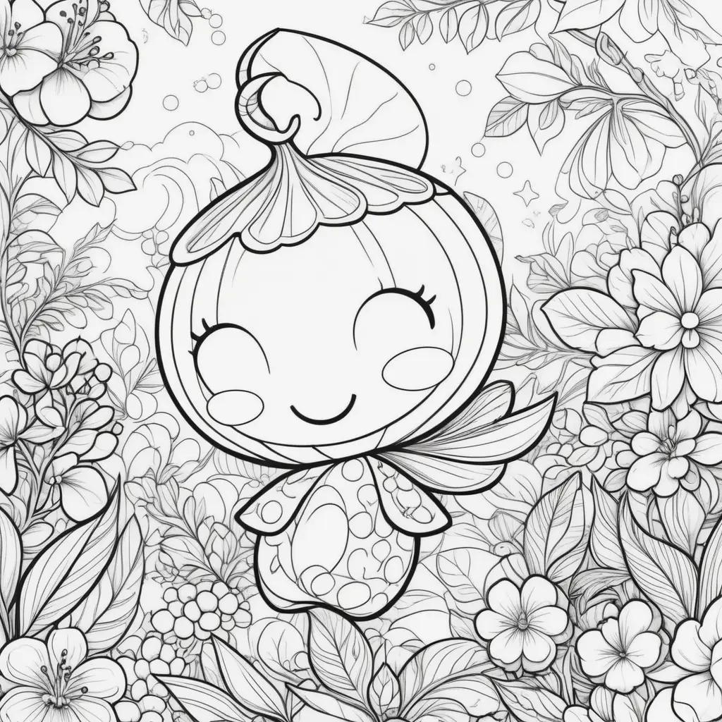 Cocomelon Coloring Page: A cute cartoon character in a garden with flowers