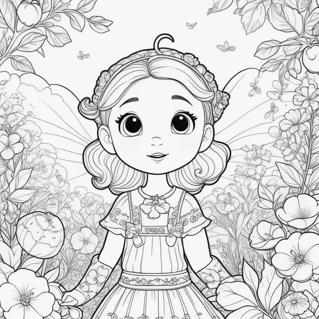 Cocomelon Coloring Pages: A Little Princess in a Flower Garden