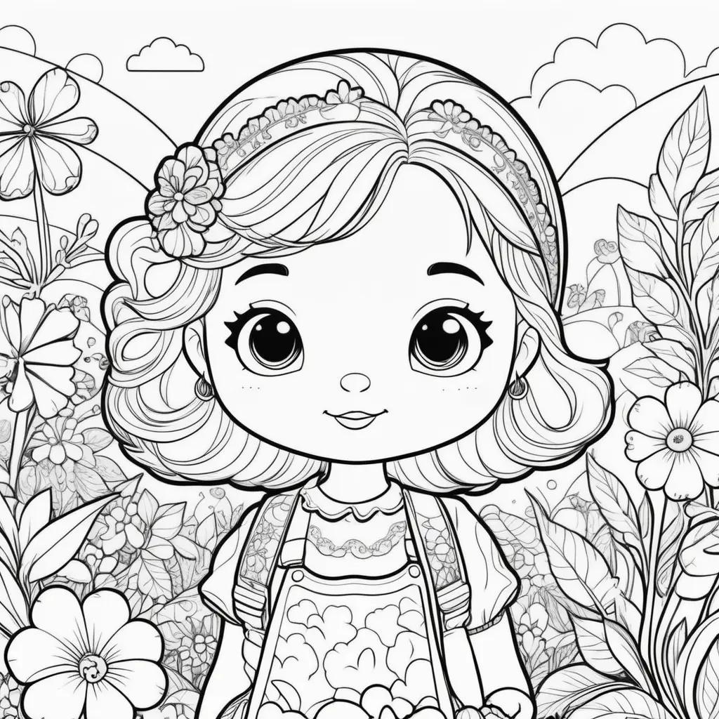 Cocomelon coloring pages: cute little girl with flowers