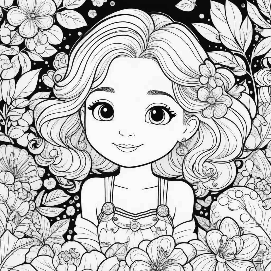 Cocomelon coloring pages featuring a girl with a flower crown