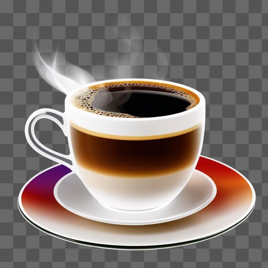 Coffee cup on plate with a transparent background