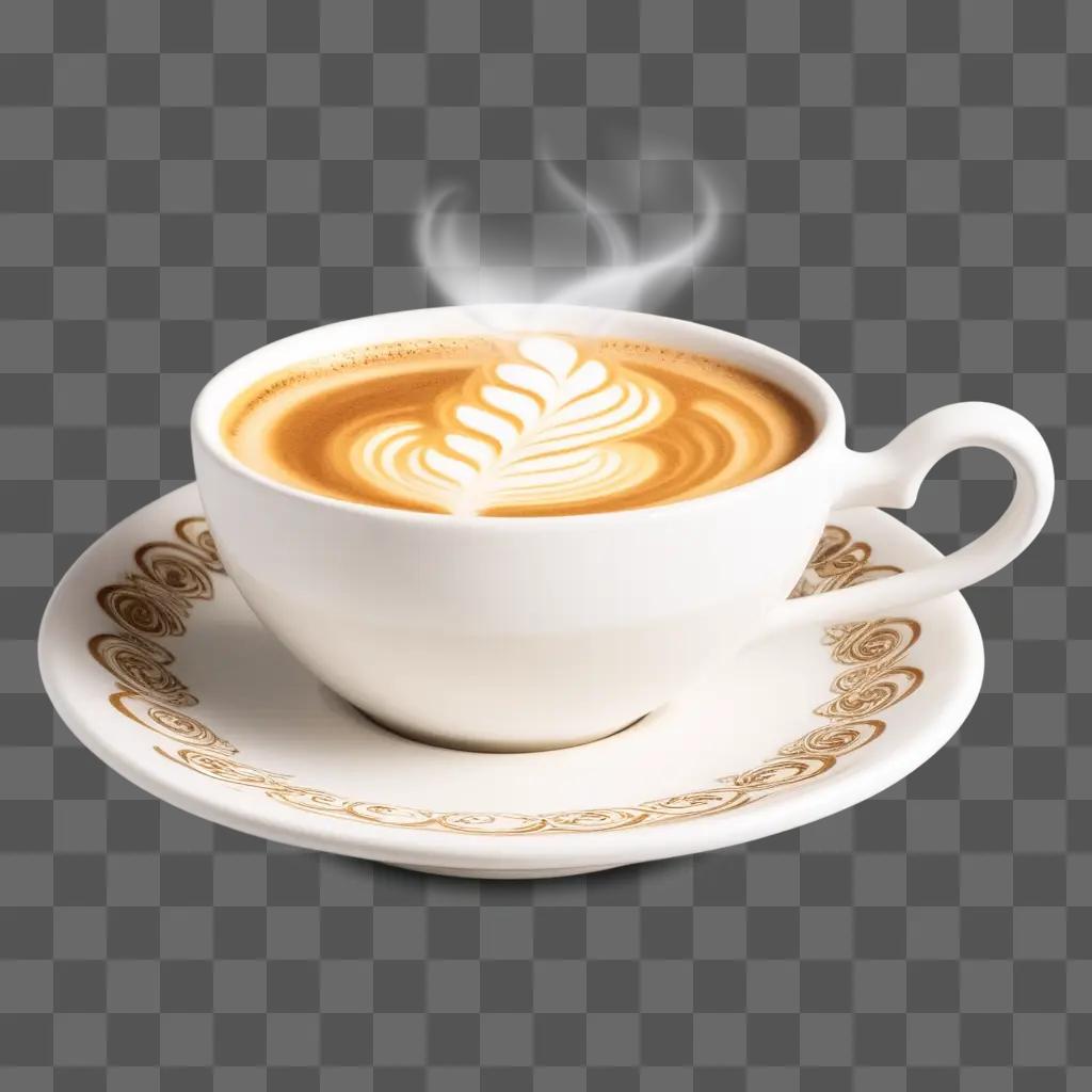 Coffee cup with a decorative swirl on the saucer