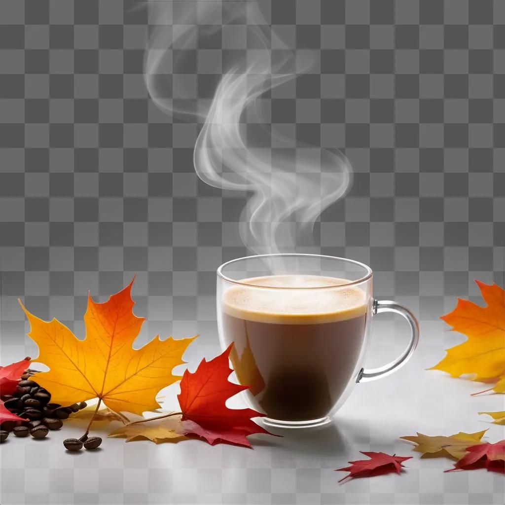 Coffee cup with steam on a white background