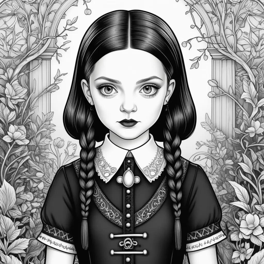 Color Wednesday Addams Coloring Pages