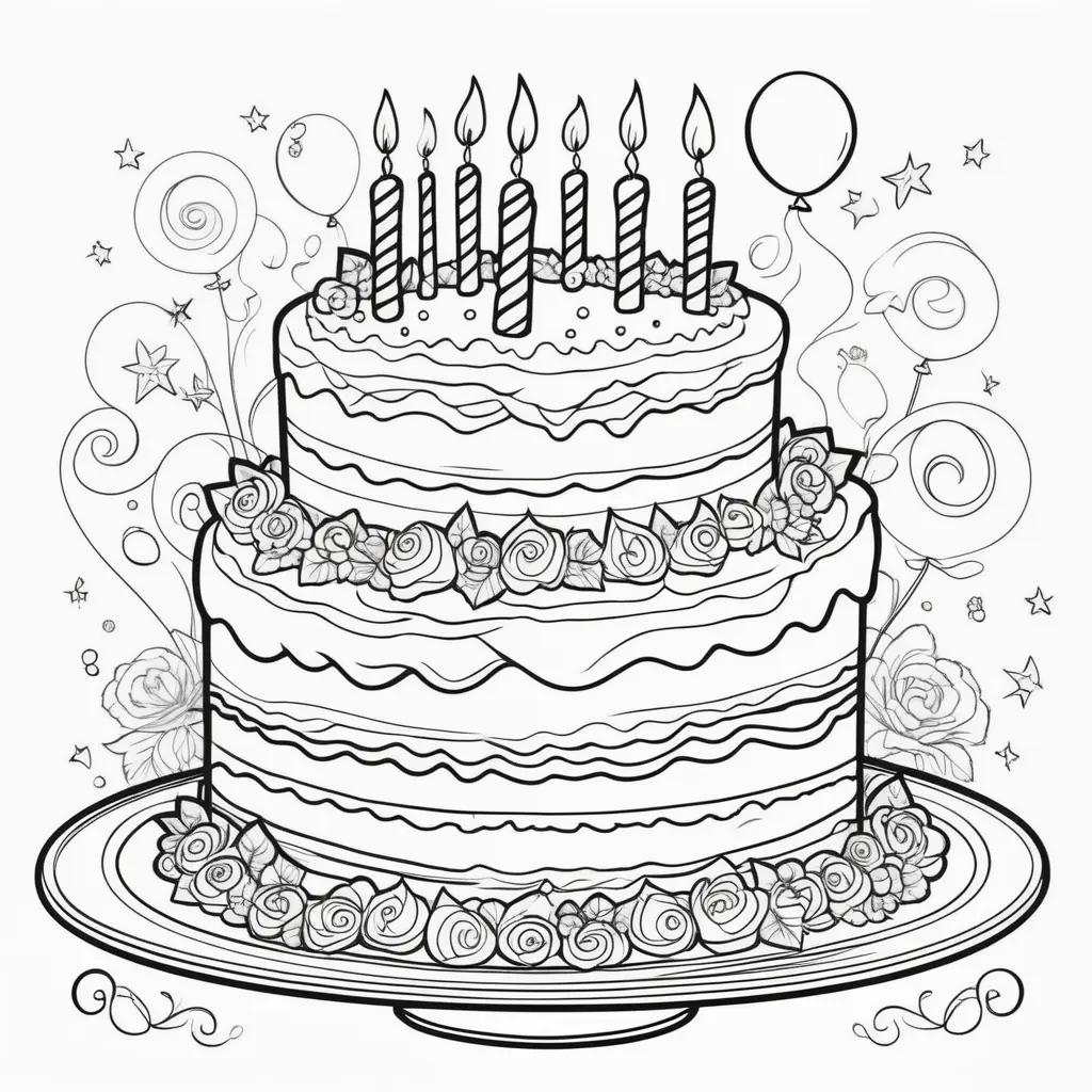 Color by number birthday cake coloring page