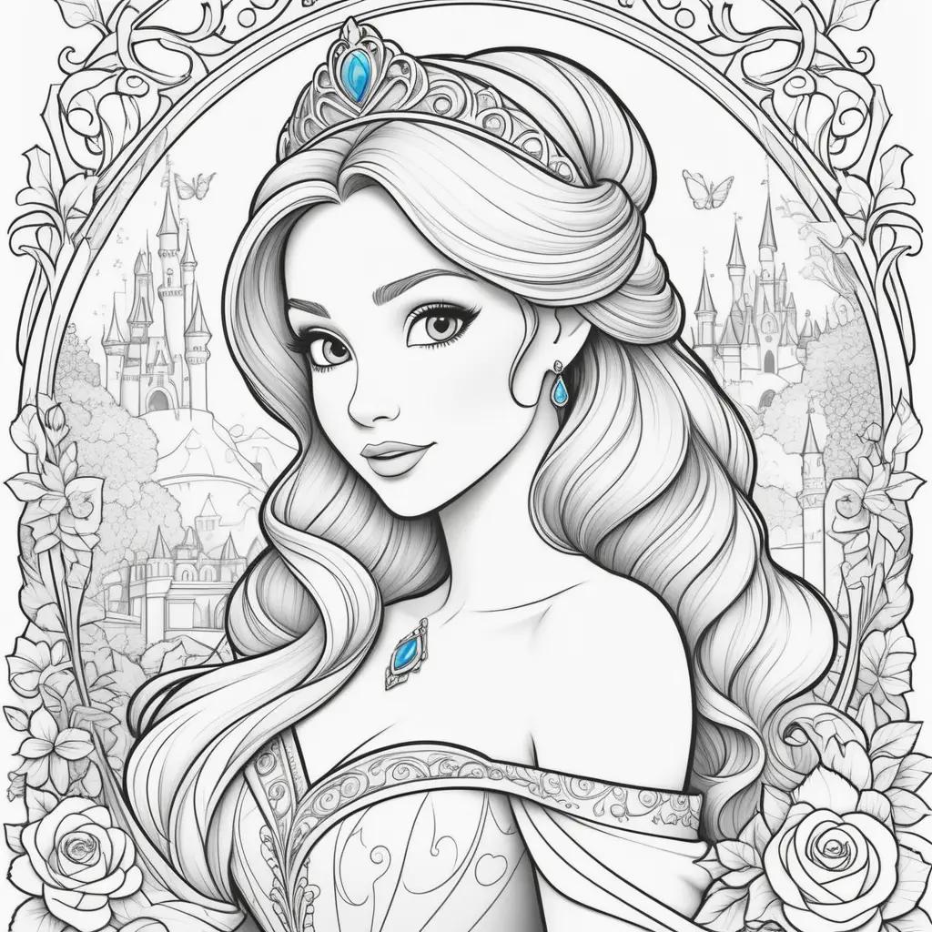 Color by number coloring book pages of Disney princesses