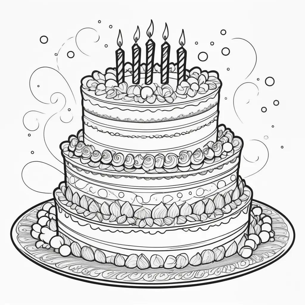 Color by number coloring page of a birthday cake