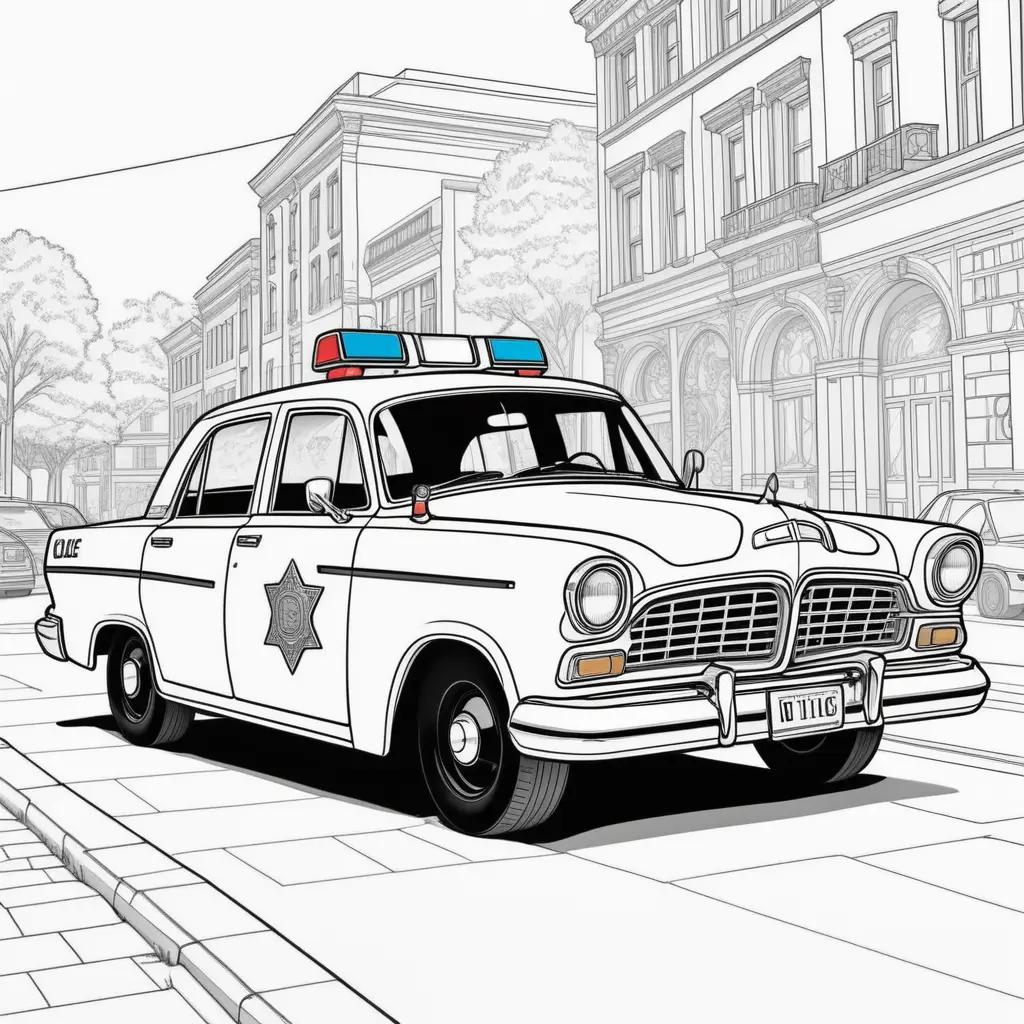 Color by number coloring pages of a police car