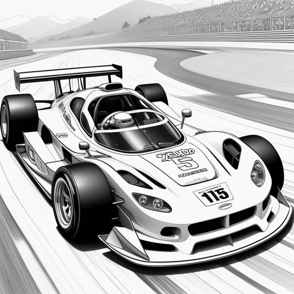 Color page of a black and white racecar