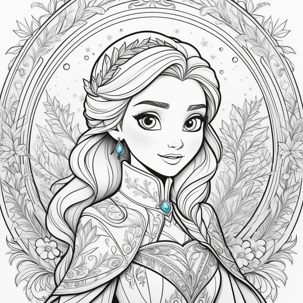 Color pages featuring Frozen princesses with a royal touch