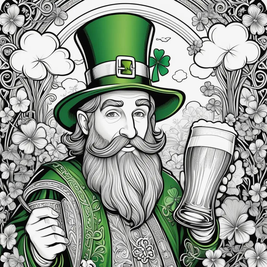 Color pages featuring a man with a beard and a hat holding a beer